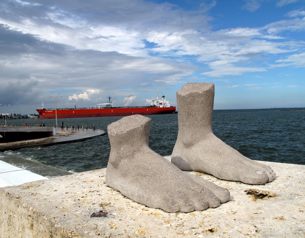 Just Feet in Front of a Tanker in Corpus Christi, Texas