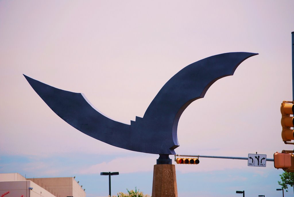 Bat sculpture, intersection of Congress Avenue and Barton Springs Road.