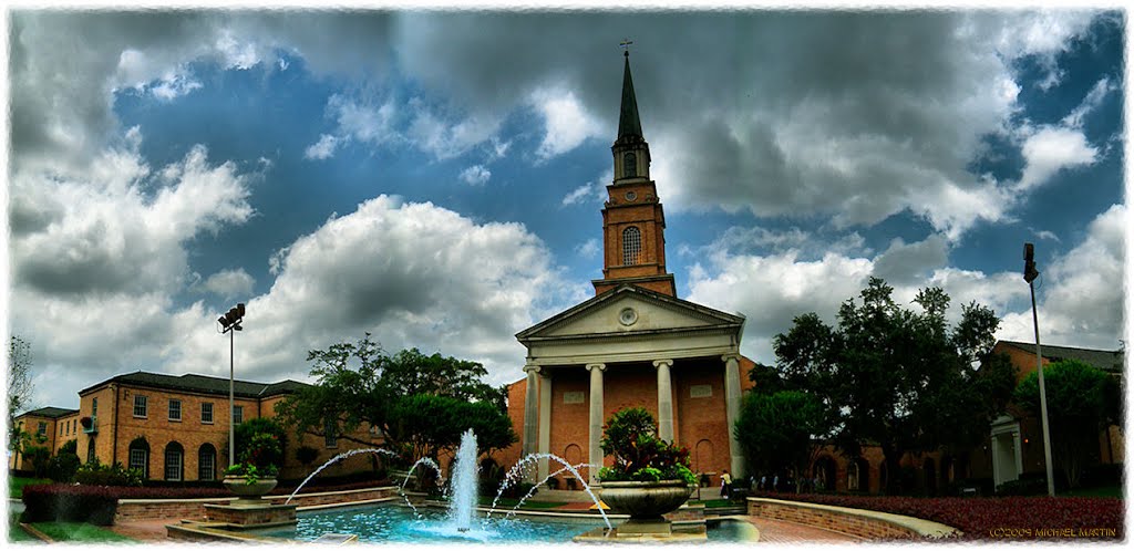 The Second Baptist Church along Woodway Drive. This is an in-camera three image panorama.