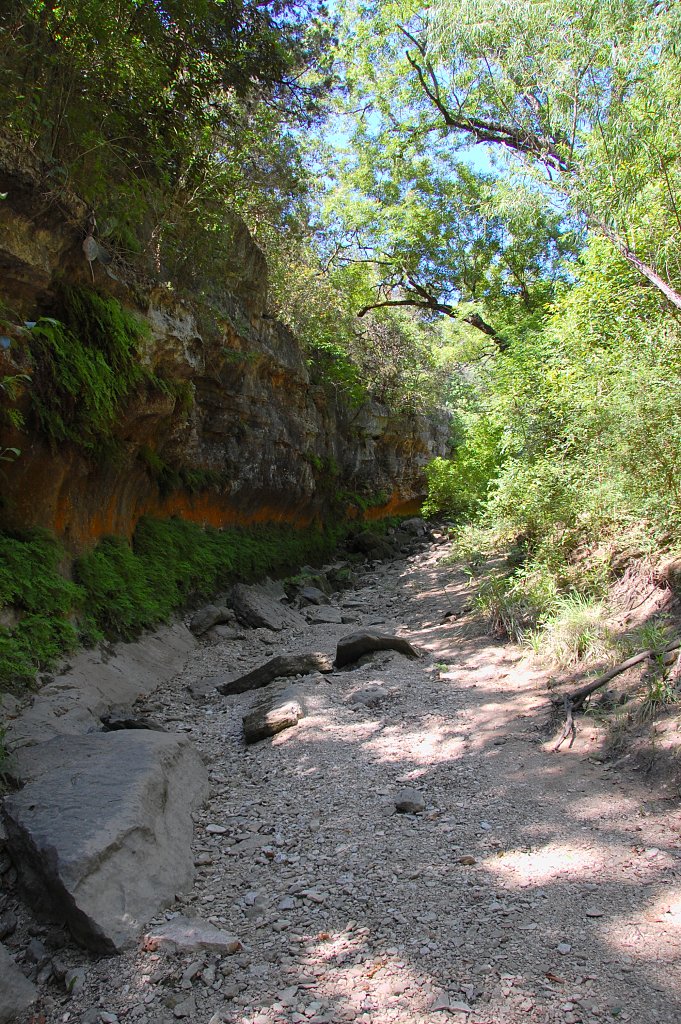 Cliffs along dry creek bed, Zilker Nature Preserve, Austin, Texas