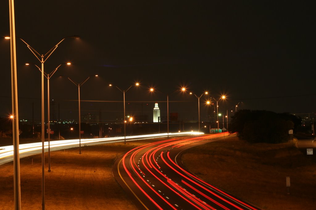 MoPac and UT tower at night