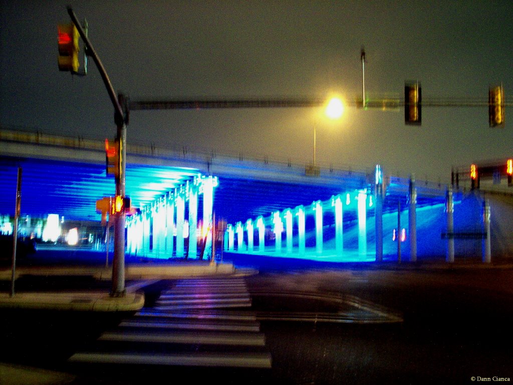 2007 - January 14th - 12:47AM CST - Houston Street/I-37 Interchange "Neon Overpass", looking ESE.