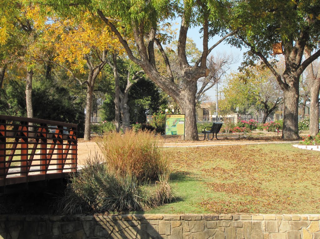 Rose gardens seen from across Rawhide Creek