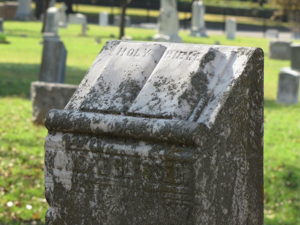 Holy Bible themed grave marker