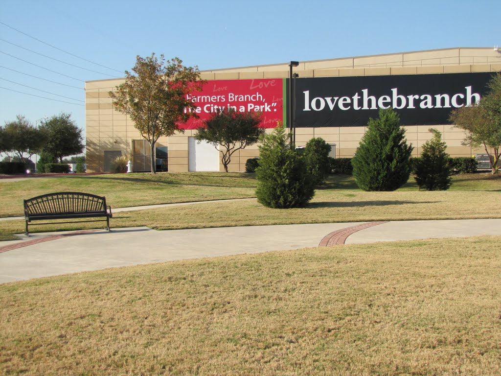 City in the Parks lovethebranch.com motto on the South side of the Dr. Pepper Center
