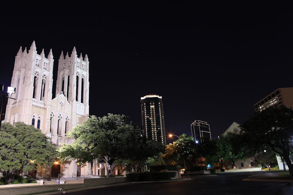 Night skyline and First United Methodist
