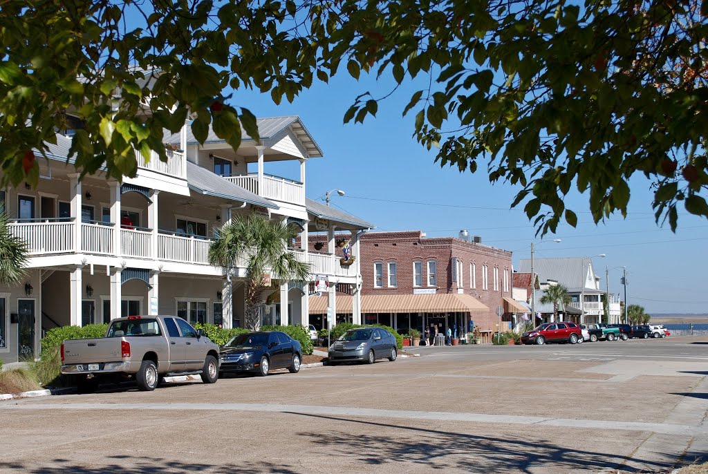 Looking down Avenue D to the Apalachicola River