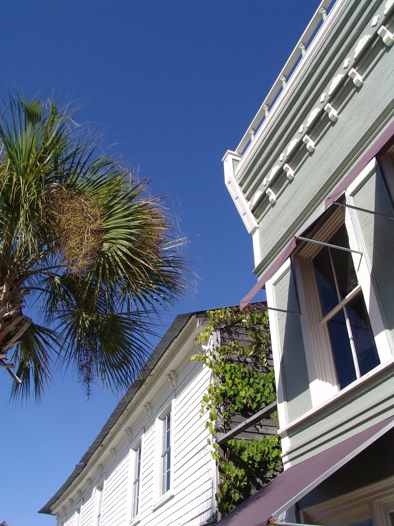 Victorian era frame buildings, historic Apalachicola Florida (11-26-2011)