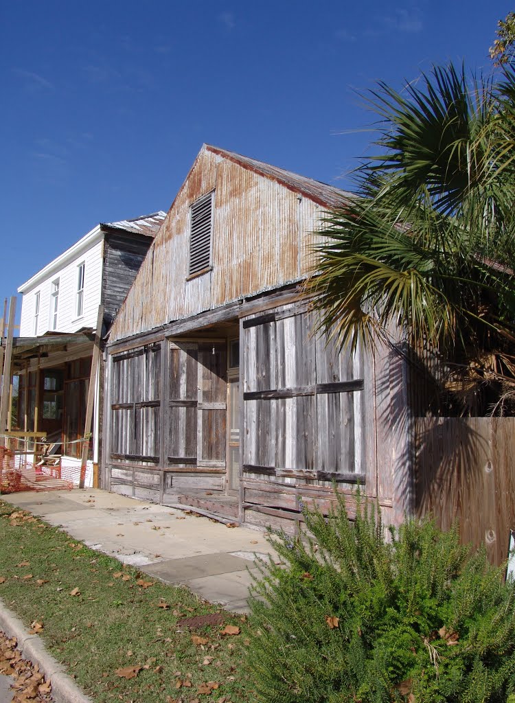 abandoned wood buildings, soon to be restored, historic Apalachicola Florida (11-26-2011)