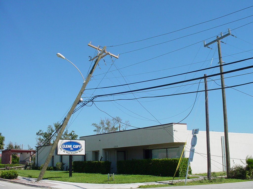 Power Post knocked over By hurricane Wilma