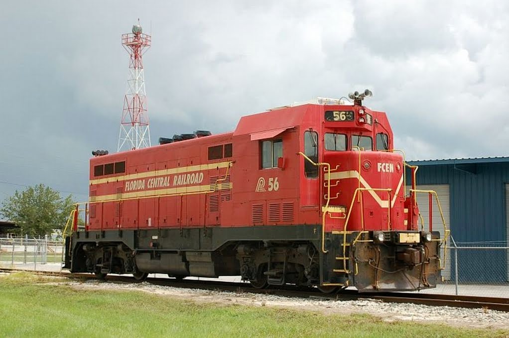 Florida Central Railroad EMD/ATSF CF7 No. 56 sits on Florida Midland Railroad tracks at Bartow, FL