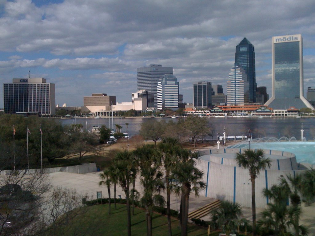 Downtown Jacksonville, FL overlooking Friendship Park from the top of the MOSH Building (Left View)