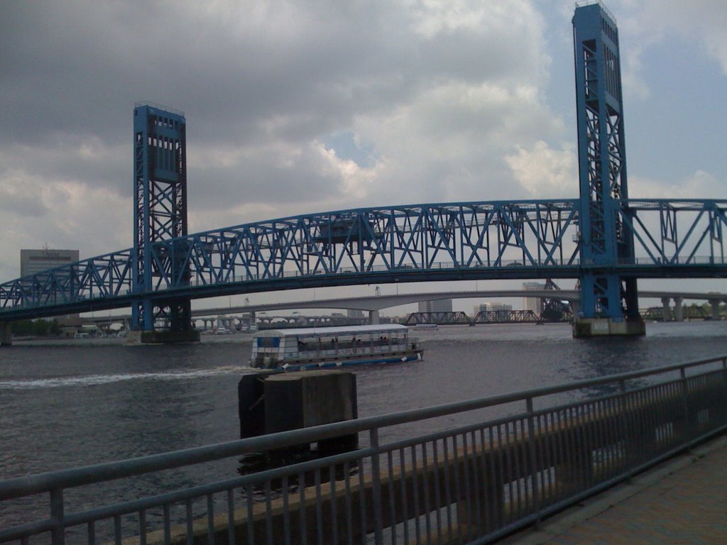 St. Johns River Ferry Service passing under the John T. Alsop Jr. "Main Street" Bridge