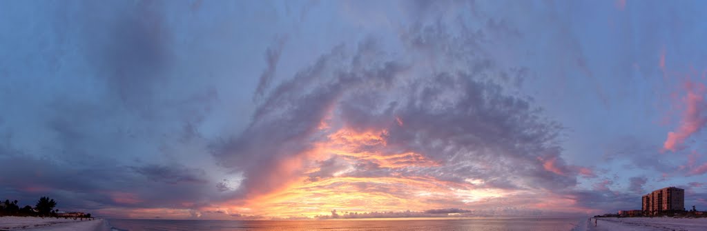 incredible fiery sunset panoramic, 1of3, Indian Rocks Beach (9-25-2011)
