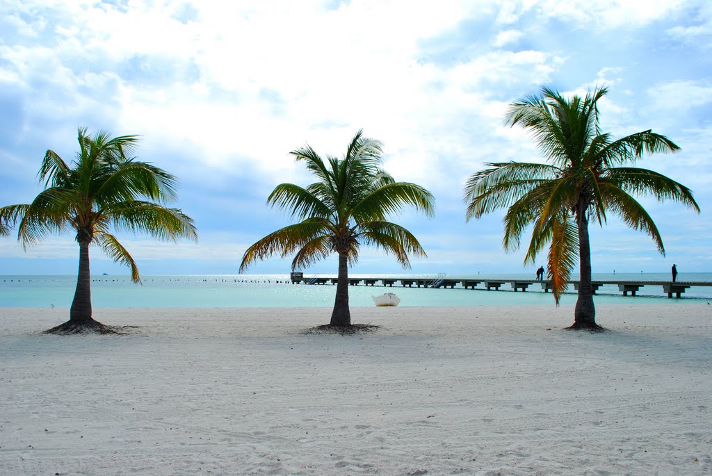 Palmen, weißer Sand und türkisfarbenes Wasser, Key West Florida