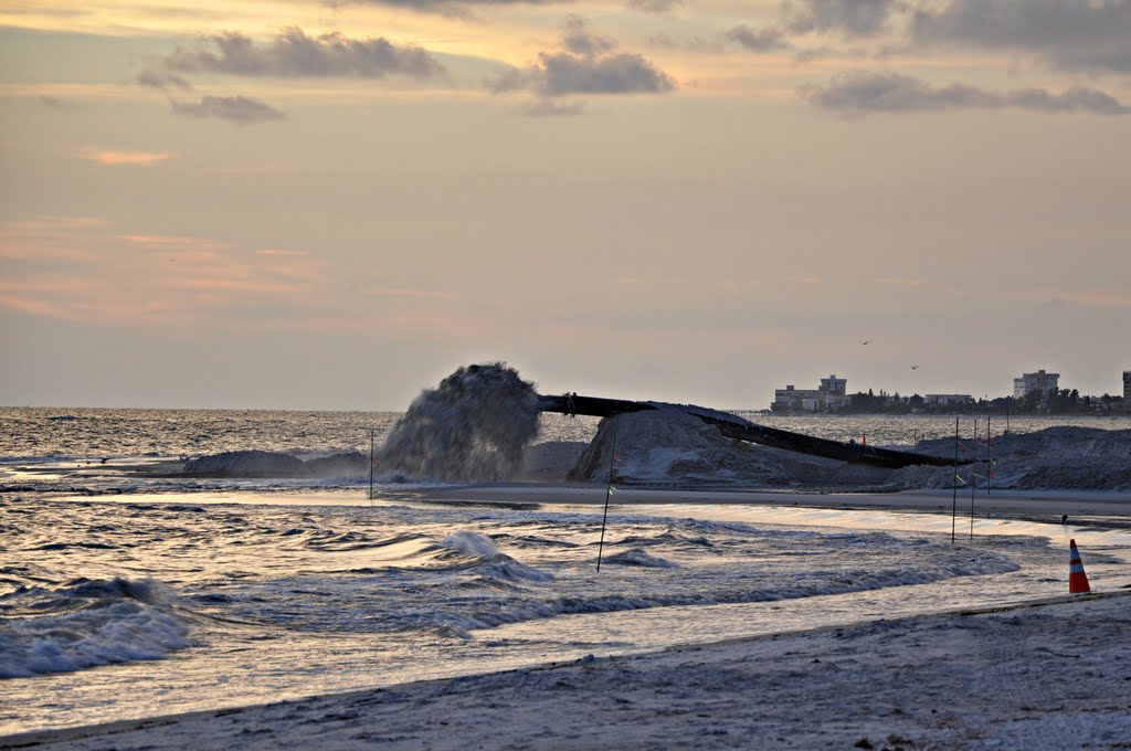 Bringing Sand back to the Beach at Madeira Beach, Florida USA