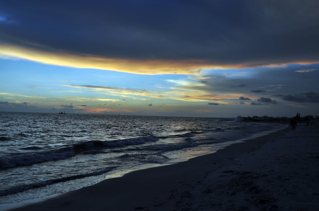 Blue Sunset at Madeira Beach - look closely for the boat and pump