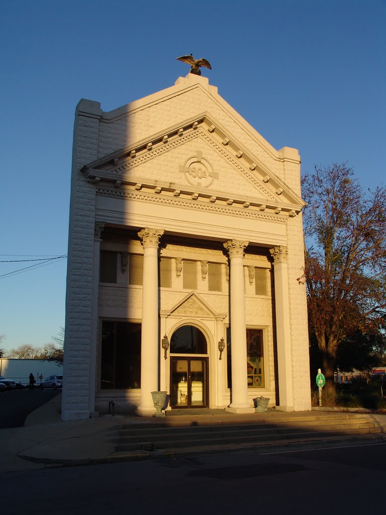 early moring sun reflecting on historic 1902 bank, Marianna Fla (1-3-2012)