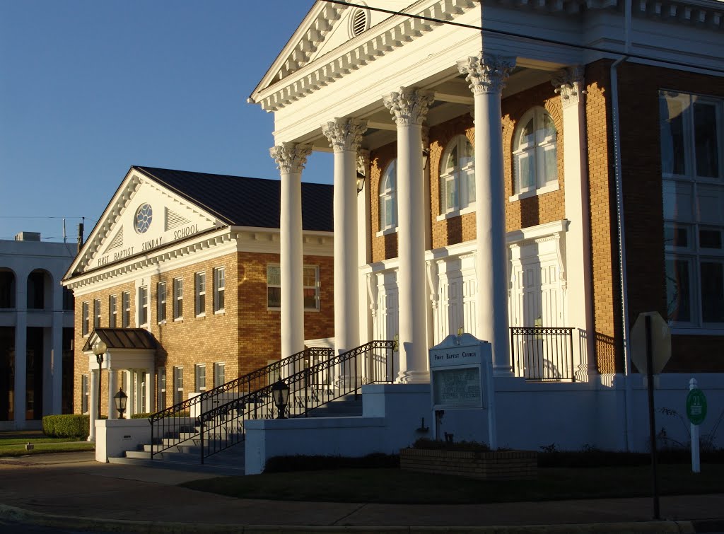 sun rising over the First Baptist Church of Marianna Fla (1-3-2012)