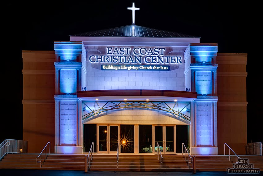 East Coast Christian Church at night