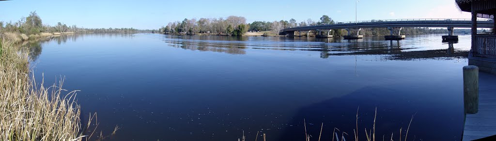 panoramic of Blackwater River, looking north to east from downtown Milton Fla (12-31-2011)