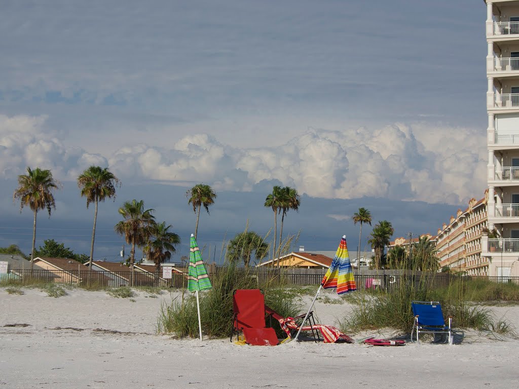 Late afternoon with storms building over the mainland