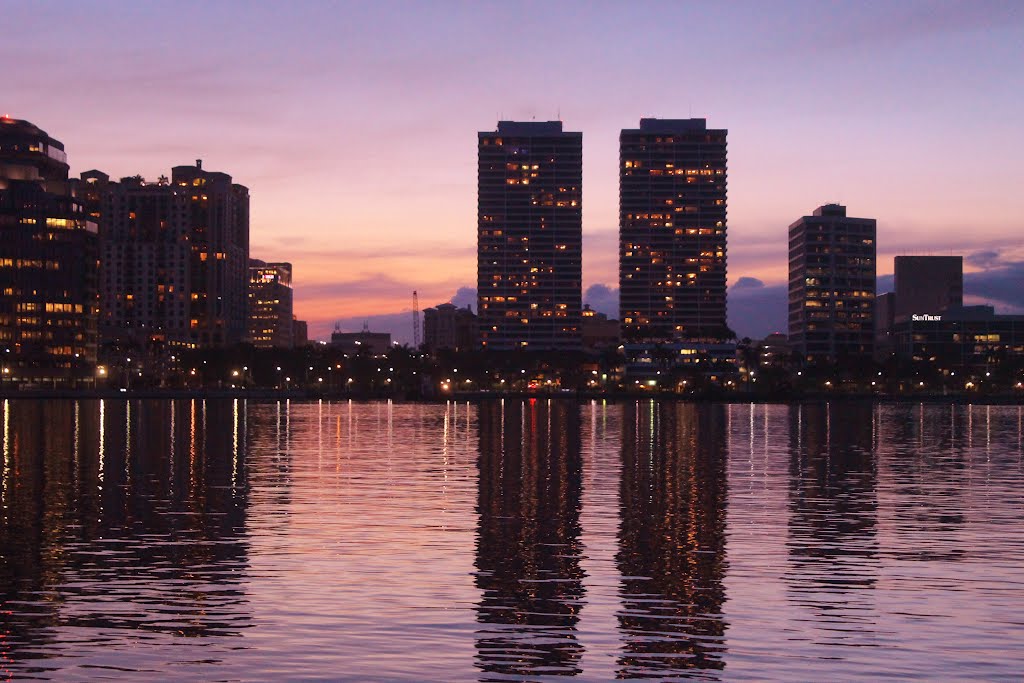 West Palm city lights at dusk