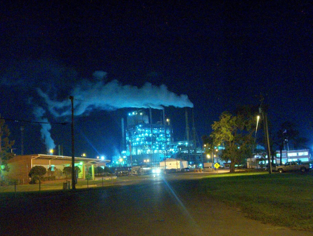Paper Mill at night, Panama City.