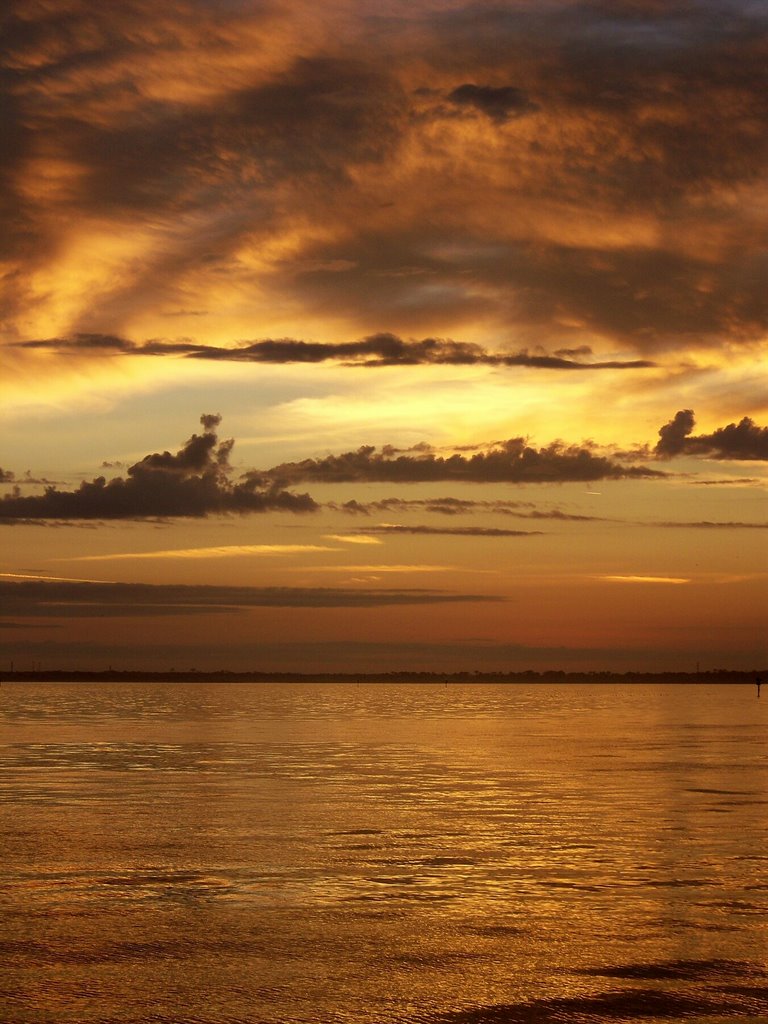 Unique sunset over Pensacola Bay