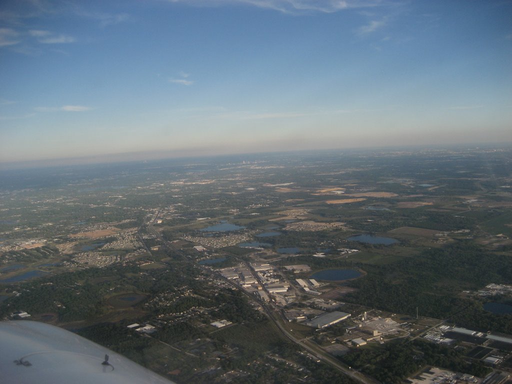 Looking twords downtown from a plane