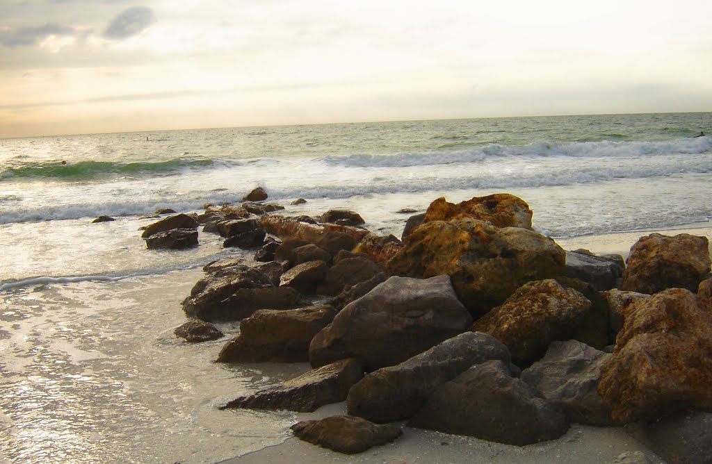 Treasure Island Beach Florida - Sunset over Beach Rocks