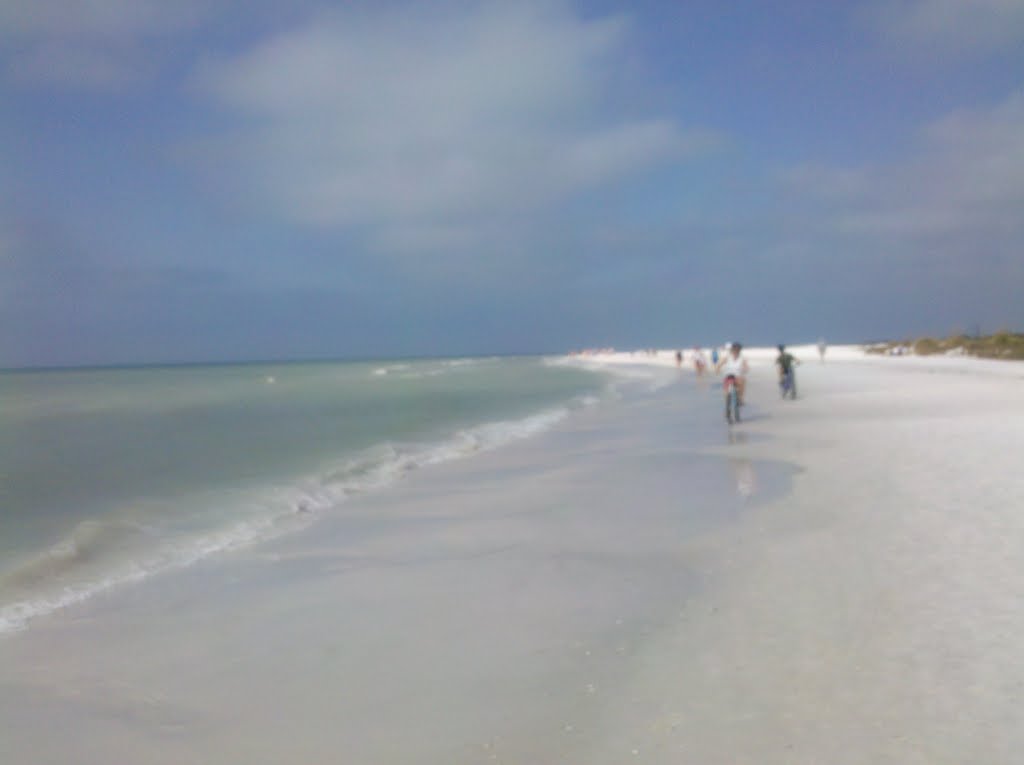 morning beach walkers