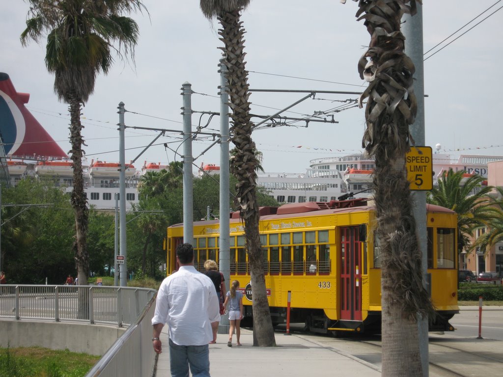 Teco Trolley Car & Channelside Cruise liner