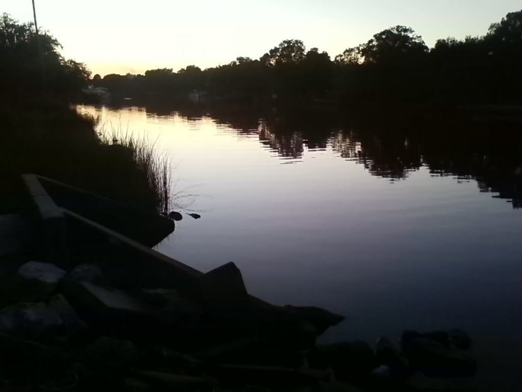 hills river at dusk