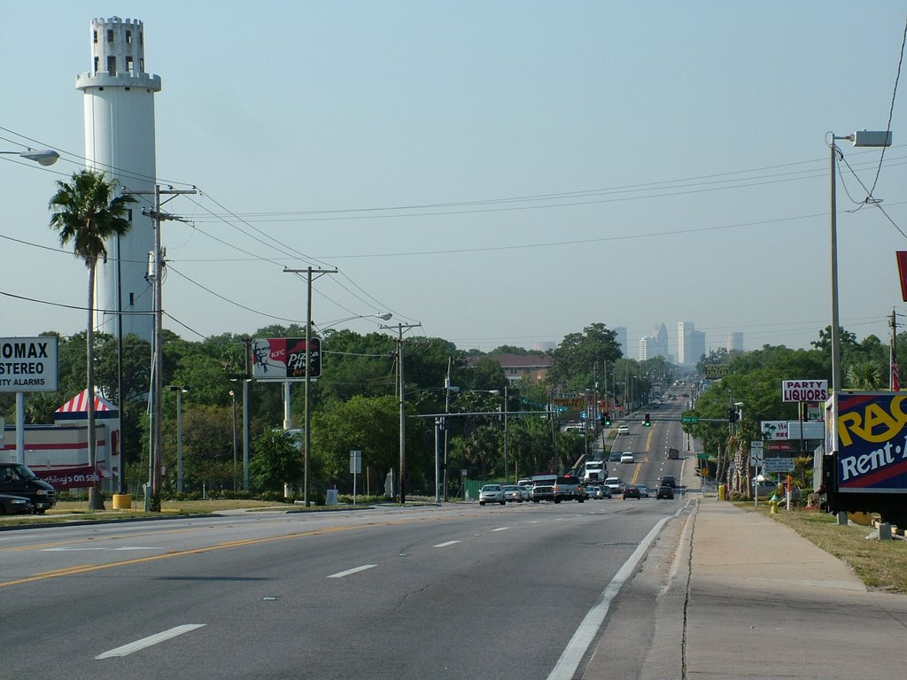 Tampa,  Junction of Florida Ave and Waters Ave looking south.