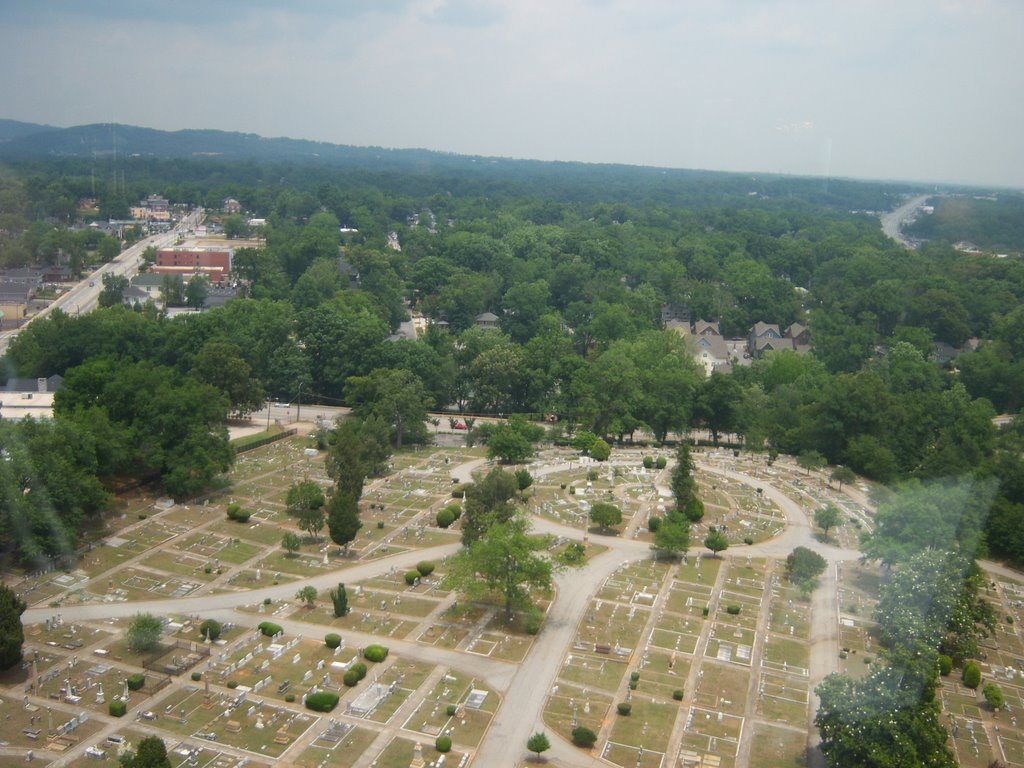 View of Springwood Cemetery from atop the Liberty One Square Building