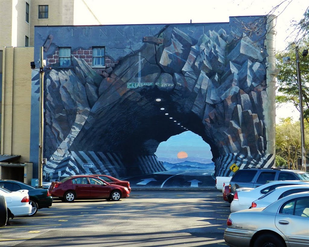 "Tunnel Vision" mural by Blue Sky