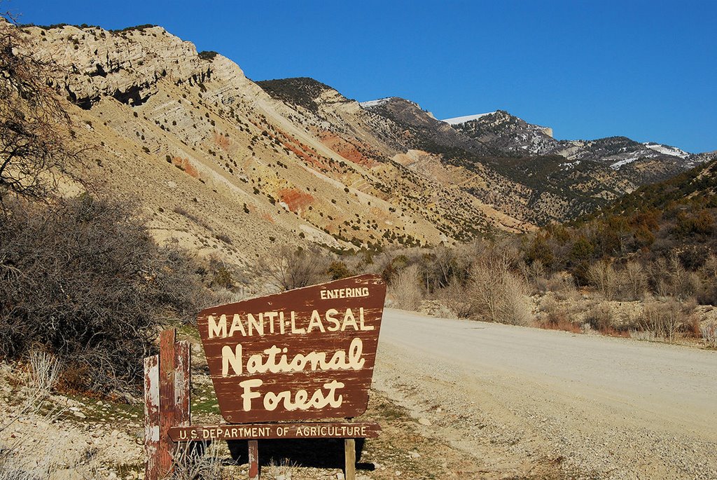 Manti-LaSal NF boundary sign at Manti Canyon