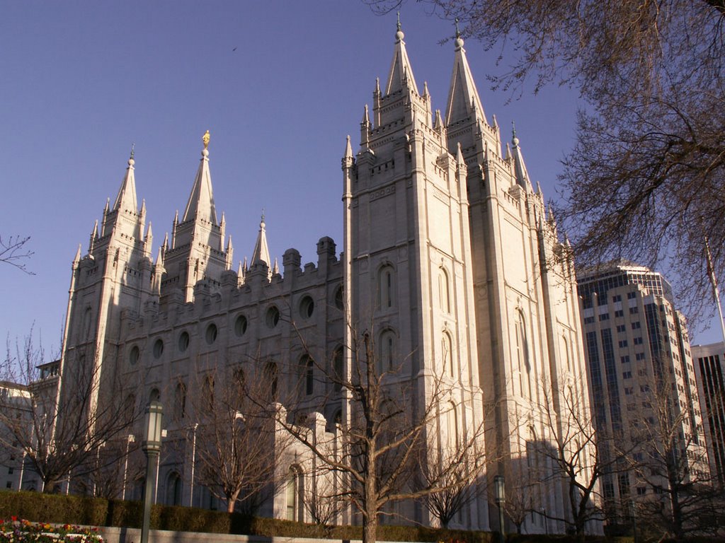 Salt Lake Temple from NW in April