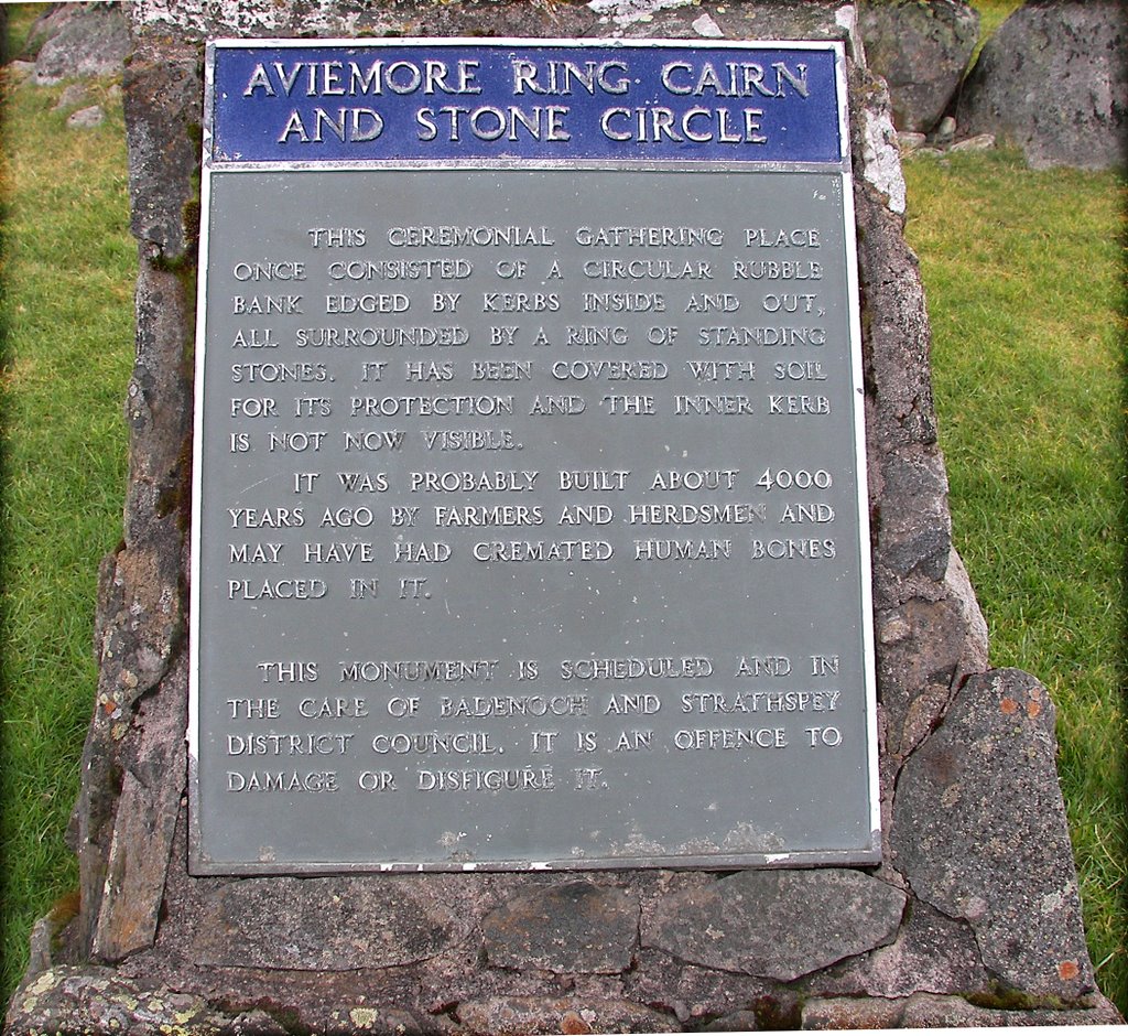 Aviemore Ring Cairn and Stone Circle Plaque