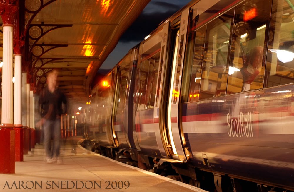 Slow release at Aviemore railway station by night - Aaron Sneddon