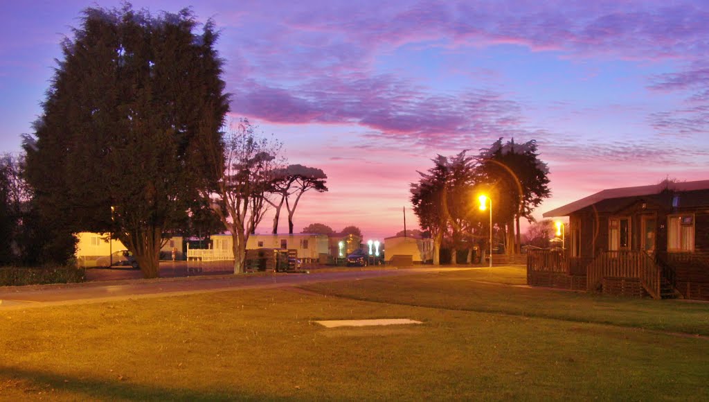 Setting sun at Naish Holiday Park