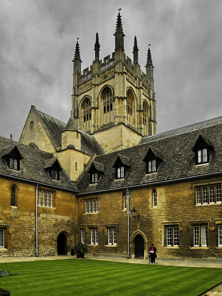 Ages old buildings and Chapeltower of Merton College. Oxford.
