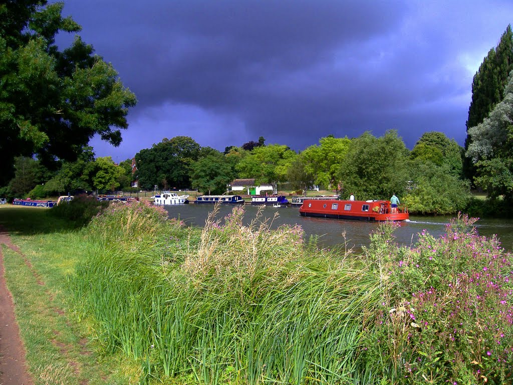 Barges on the Thames before the heavens opened