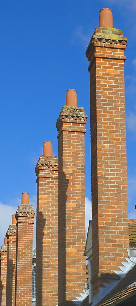 The medieval chimneys on the Abingdon almshouses