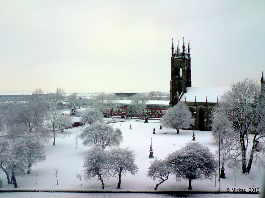 Snow Returns to St Peters, Ashton Under Lyne, Lancashire, England. UK