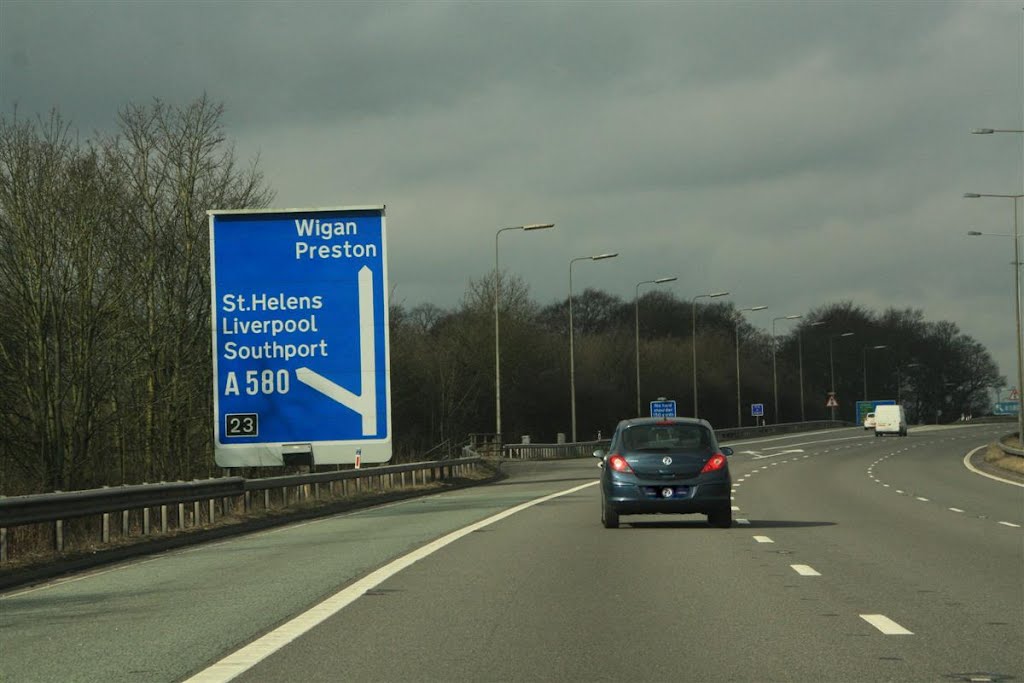 A 580 and Haydock Park Racecourse Turn off