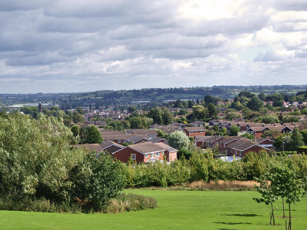 View NE over Banbury and the Cherwell valley. (Parish Church on the left)