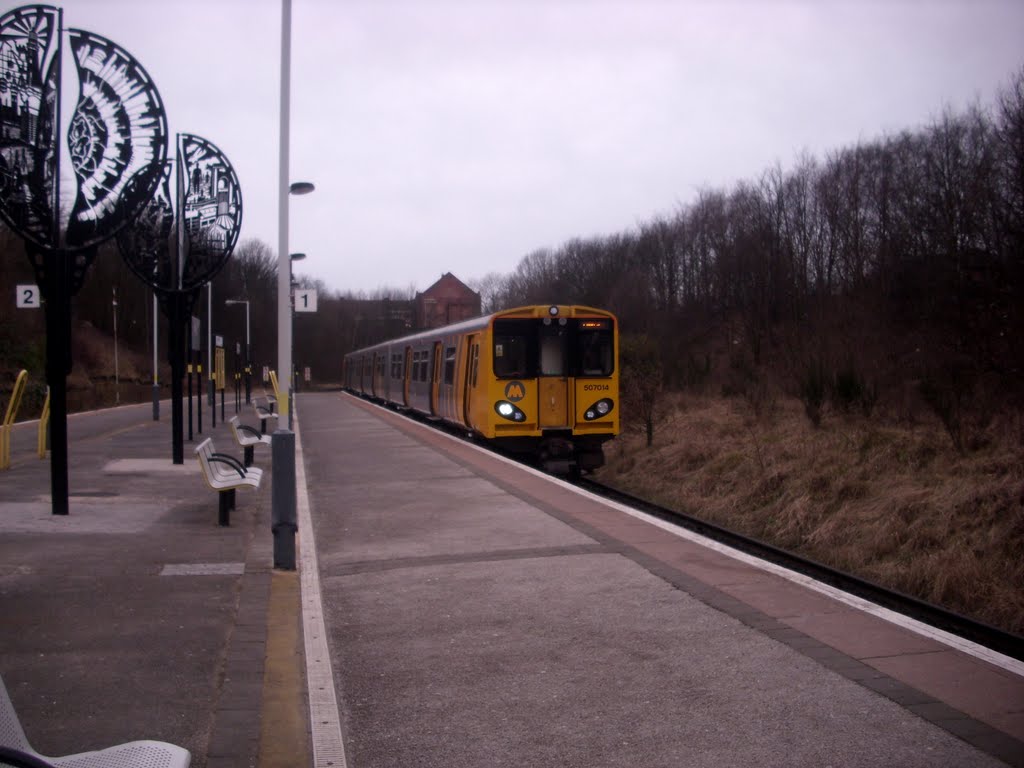 Train arriving at  Birkenhead park