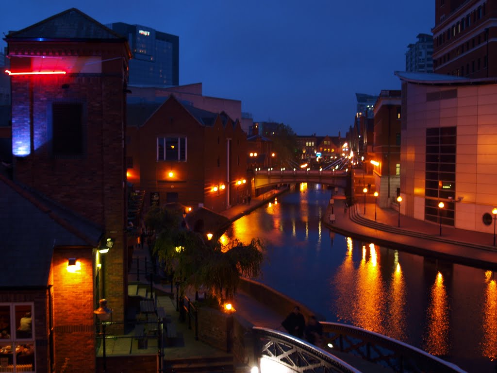 Birmingham Canal at Night Viewed from NIA...